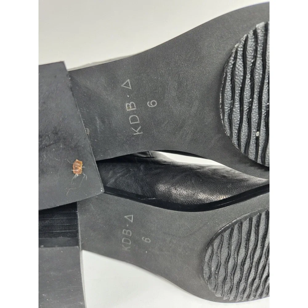 Kelsi Dagger Brooklyn Island Boot Blk Leather Wmn Sz 6 Anthropology Chunky Heel
